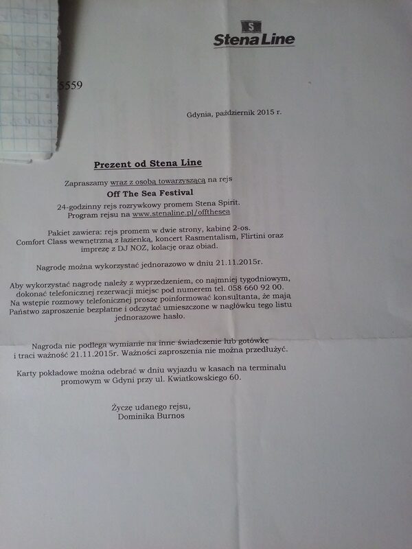 2 bilety na rejs Stena Line do Szwecji