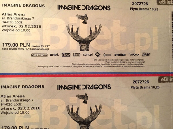 Imagine Dragons, plyta po 100 – sprzedam 2 bilety