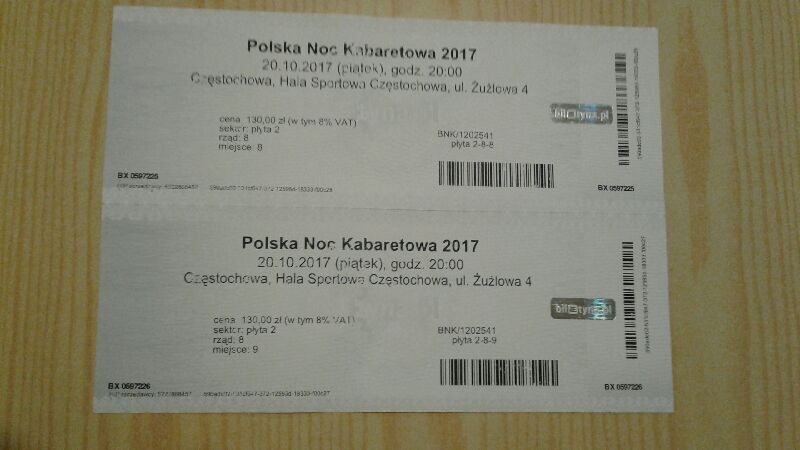 Sprzedam dwa bilety na Polską Noc Kabaretową
