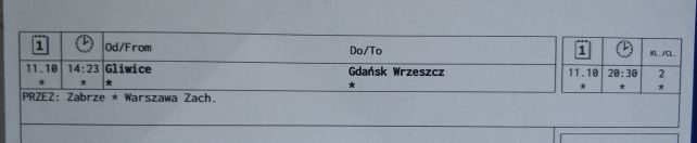 Gliwice -> Gdańsk  PENDOLINO