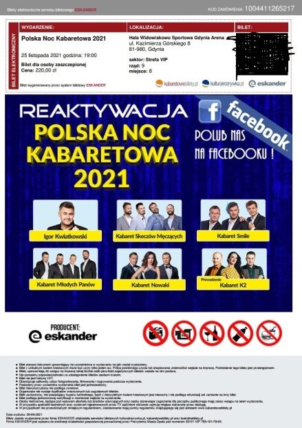 Polska Noc Kabaretowa -2 bilety – Gdynia 25.11.21