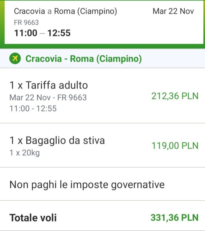 Bilet Ryanair Kraków – Rzym Ciampino