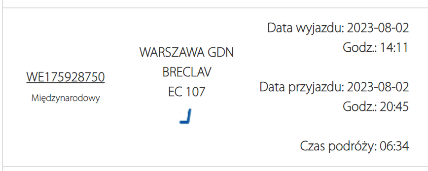 Bilet PKP (03.08) Warszawa Gdańska-Brzesław