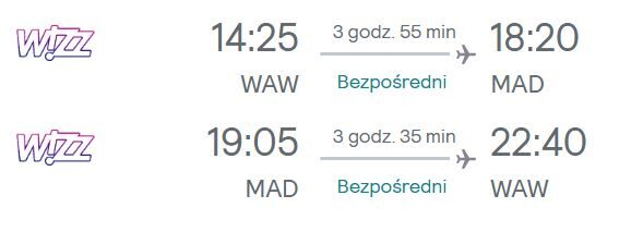BILETY lotnicze Waw-Madryt-Teneryfa 4 szt.